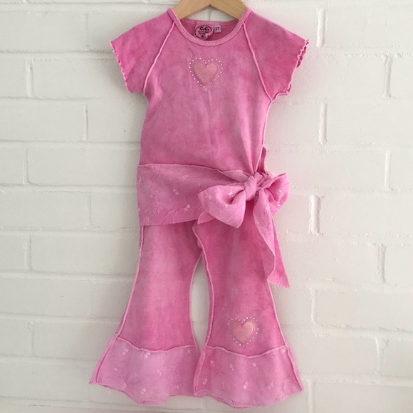 c.c. clothing Other - C.C. Clothing 100% Cotton Pink Two Piece Short Sleeves Toddler Outfit Size 2T